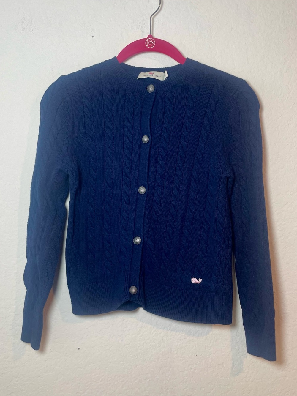 Vineyard Vines Girls L 14 Navy Cable Knit Cotton Cashmere Cardigan